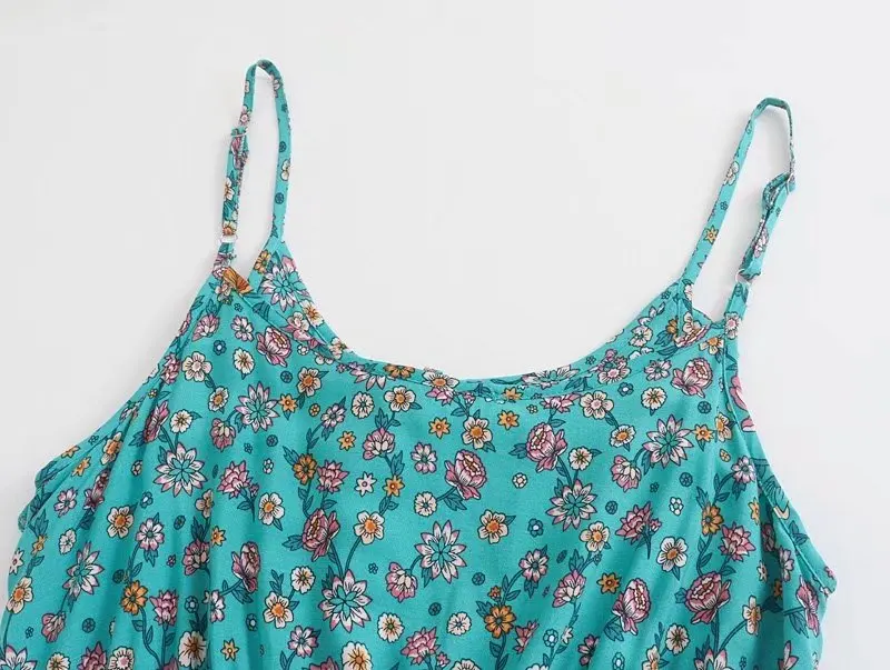 Ocean Bloom Boho Floral Print Midi Dress