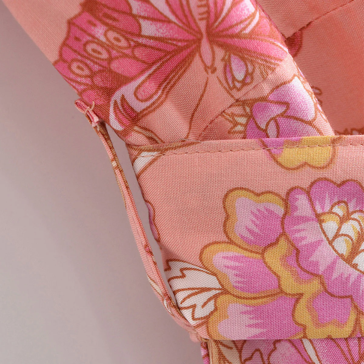 Pretty Pink Butterfly Boho Floral Print Mini Dress