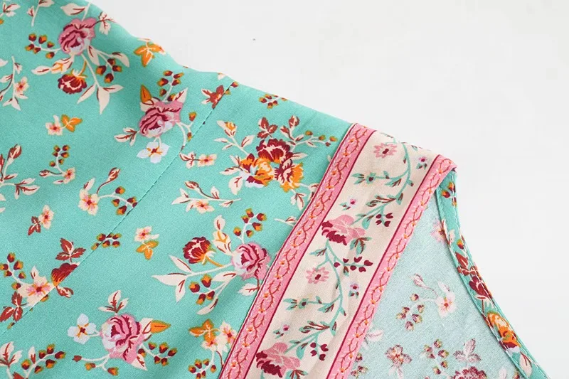 Woodland Rose Boho Floral Print Midi Dress